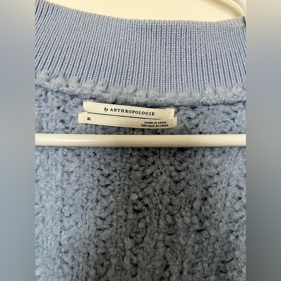 By Anthropologie Zip-Up Brushed Sweater Cardigan Blue - Picture 13 of 15